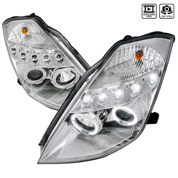 Spec-D Tuning 03-05 Nissan 350Z Projector Headlights Chrome Housing, 2LHP-350Z03-TM 2LHP-350Z03-TM - main